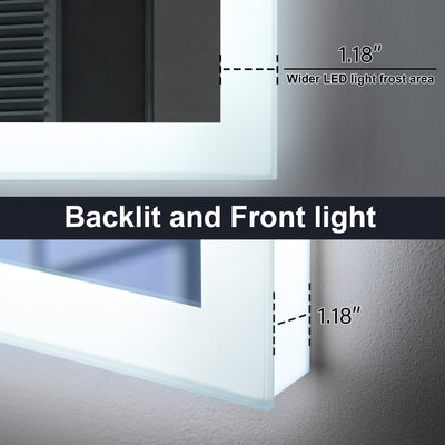 20-in W x 28-in H LED Lit Mirror Rectangular Fog Free Frameless Bathroom Vanity Mirror