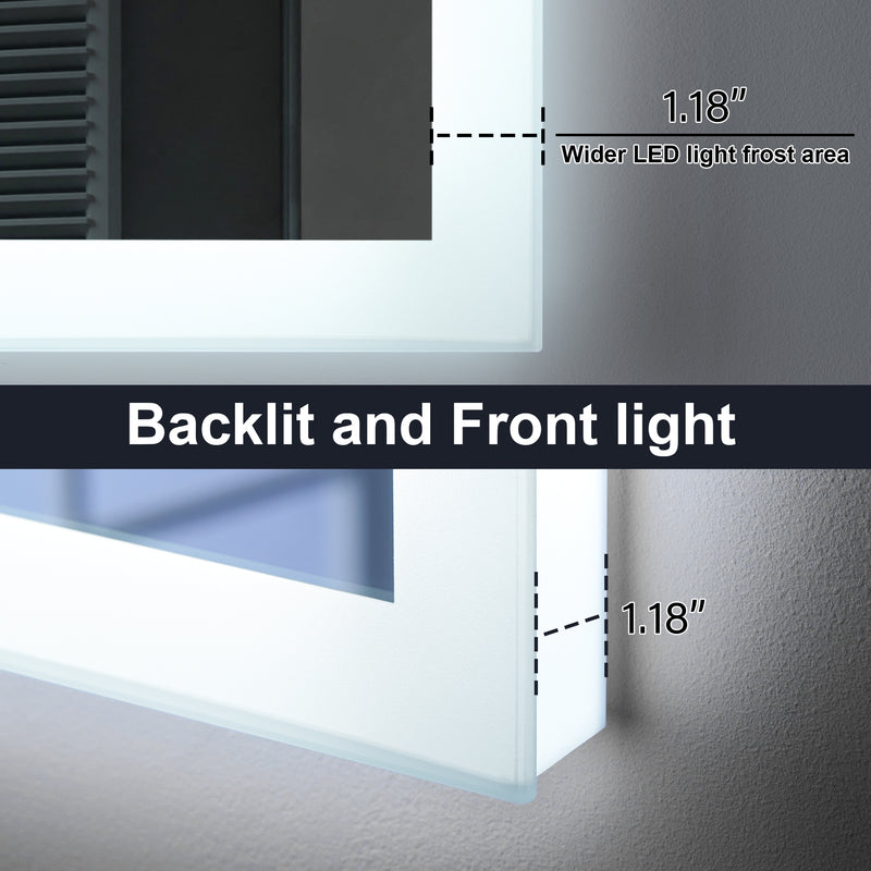 20-in W x 28-in H LED Lit Mirror Rectangular Fog Free Frameless Bathroom Vanity Mirror