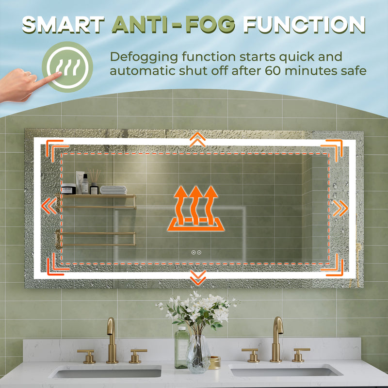 60 in. W x 28 in. H Frameless Rectangular LED Light Bathroom Mirror
