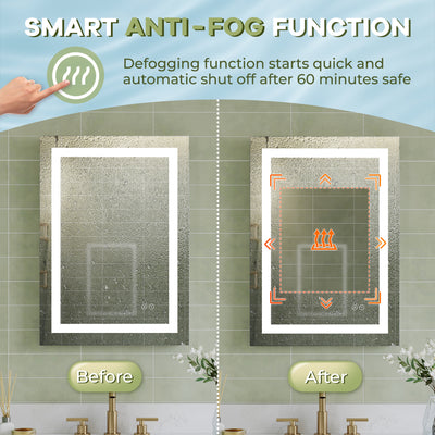 20 in. W x 28 in. H Frameless Rectangular LED Light Bathroom Mirror