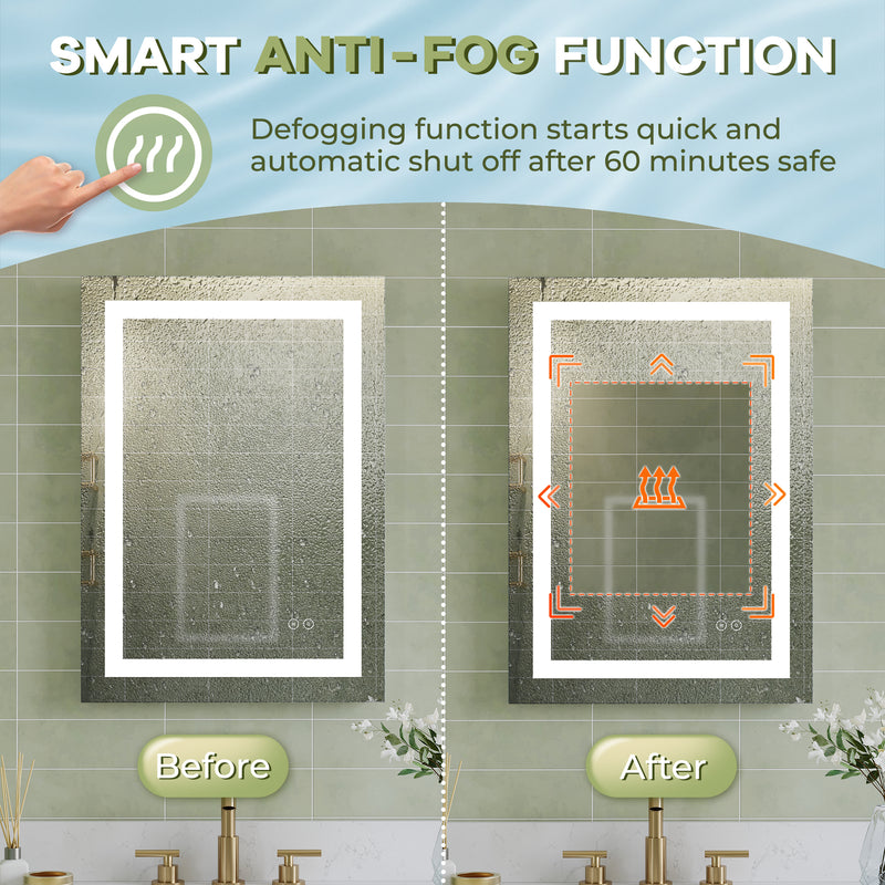 20 in. W x 28 in. H Frameless Rectangular LED Light Bathroom Mirror