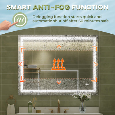 48 in. W x 36 in. H Frameless Rectangular LED Light Bathroom Mirror