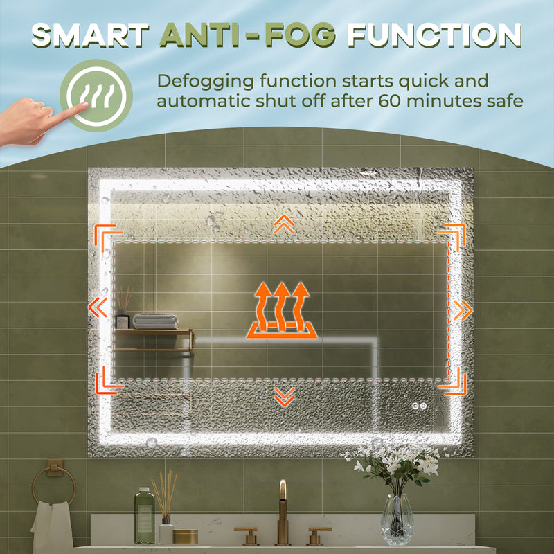 48 in. W x 36 in. H Frameless Rectangular LED Light Bathroom Mirror