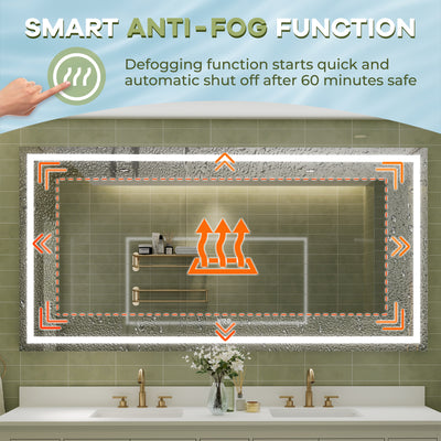 84 in. W x 42 in. H Rectangular Frameless Anti-Fog LED Light Bathroom Vanity Mirror in Aluminum