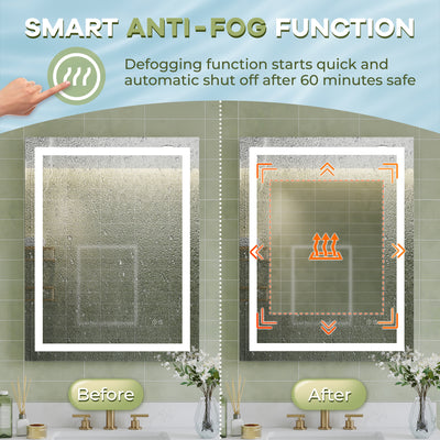 28 in. W x 36 in. H Frameless Rectangular LED Light Bathroom Mirror