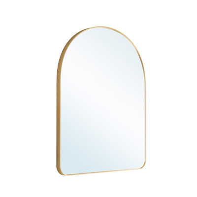 28 in. W x 36 in. H Arched Aluminum Framed Wall Bathroom Vanity Mirror in Brushed Gold
