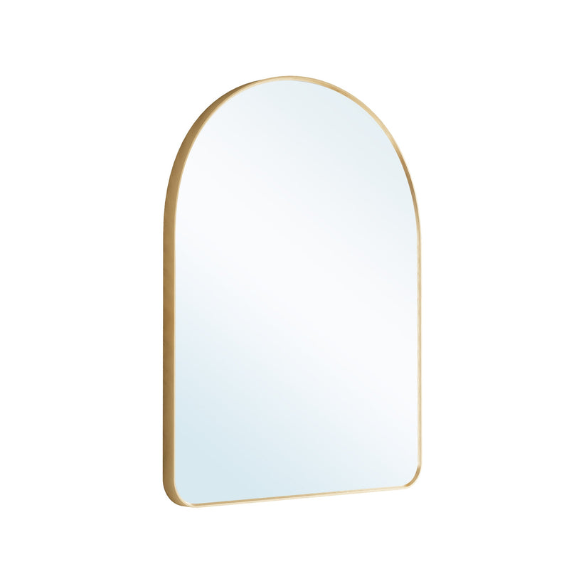 28 in. W x 36 in. H Arched Aluminum Framed Wall Bathroom Vanity Mirror in Brushed Gold