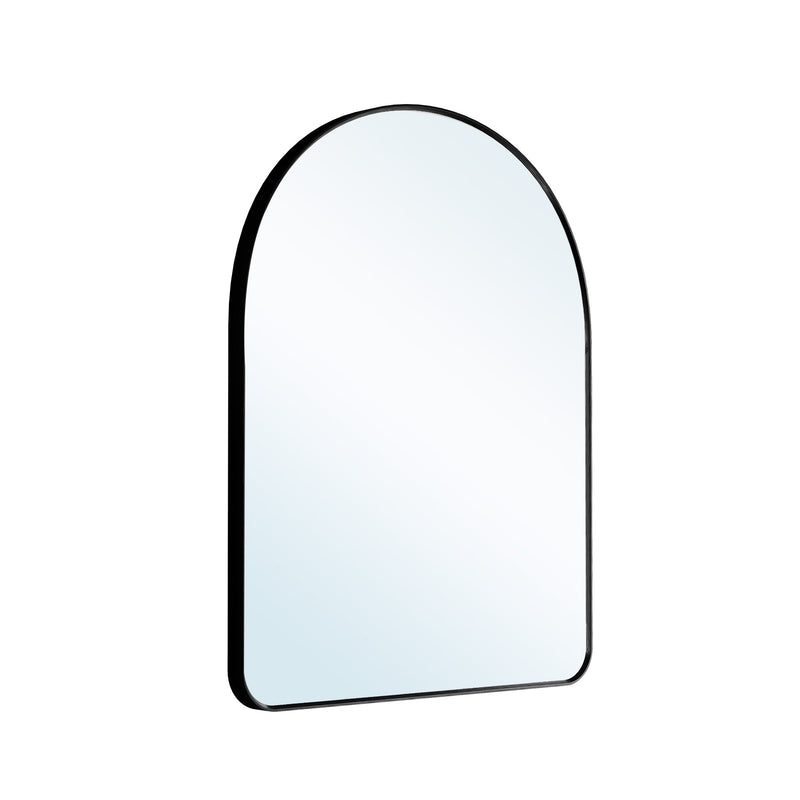 28 in. W x 36 in. H Arched Aluminum Framed Wall Bathroom Vanity Mirror in Matte Black