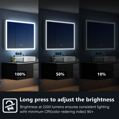 48 in. x 32 in. LED Lighted Anti-fog Mirror Medicine Cabinet Surface/Recessed Mount, Soft Close, 3X Magnifier