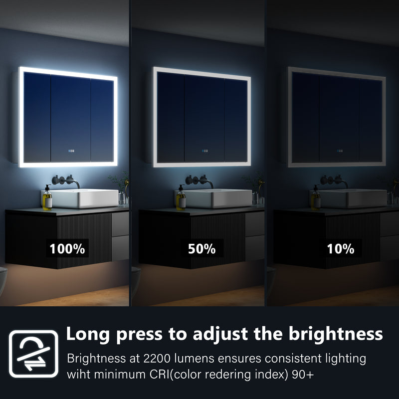 48 in. x 32 in. LED Lighted Anti-fog Mirror Medicine Cabinet Surface/Recessed Mount, Soft Close, 3X Magnifier