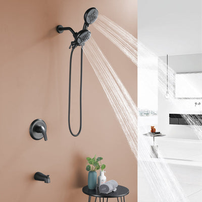 Shower System with 5-Function Handheld & Rainfall Shower Head, High-Flow Tub Spout, cUPC Certified Cartridge, 2.5GPM