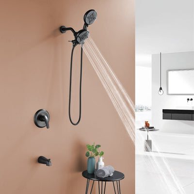 Shower System with 5-Function Handheld & Rainfall Shower Head, High-Flow Tub Spout, cUPC Certified Cartridge, 2.5GPM