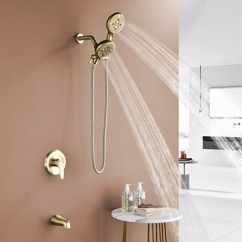 Shower System with 5-Function Handheld & Rainfall Shower Head, High-Flow Tub Spout, cUPC Certified Cartridge, 2.5GPM