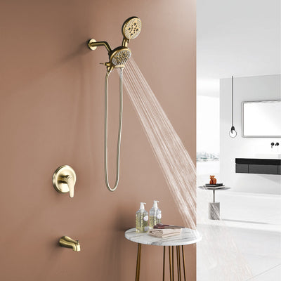 Shower System with 5-Function Handheld & Rainfall Shower Head, High-Flow Tub Spout, cUPC Certified Cartridge, 2.5GPM