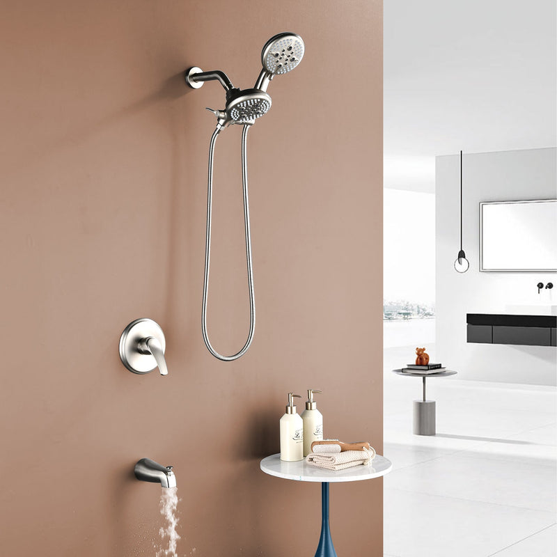 Shower System with 5-Function Handheld & Rainfall Shower Head, High-Flow Tub Spout, cUPC Certified Cartridge, 2.5GPM