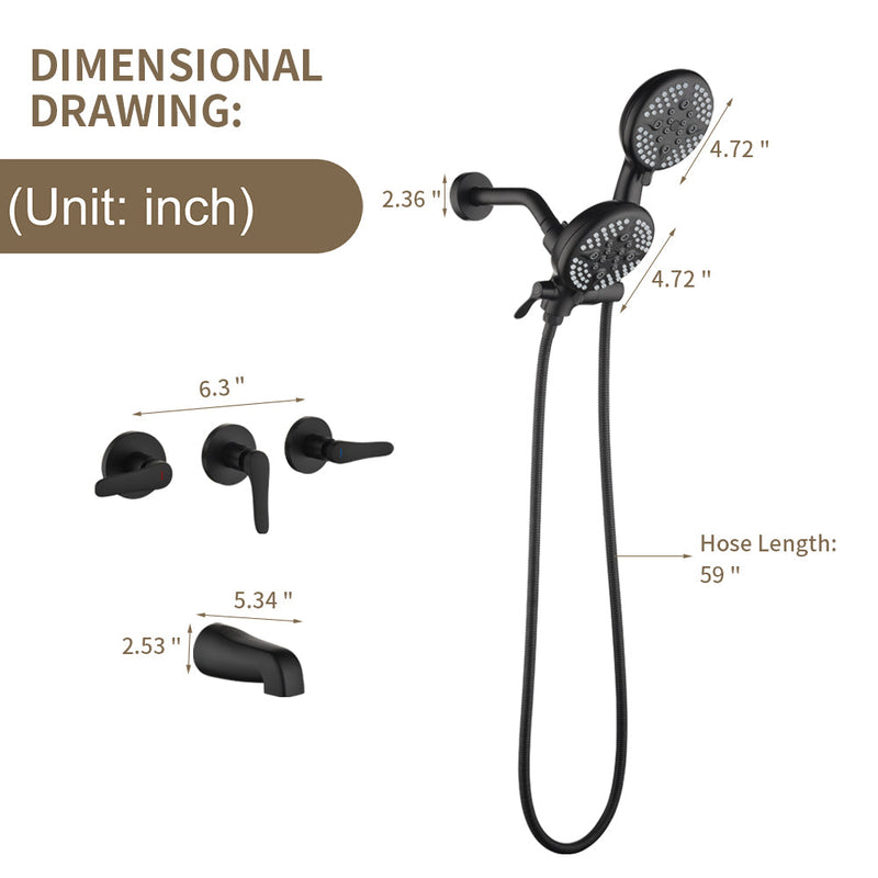 Dual Heads Shower Faucet with 5-Spray Function Shower System, 2.5GPM