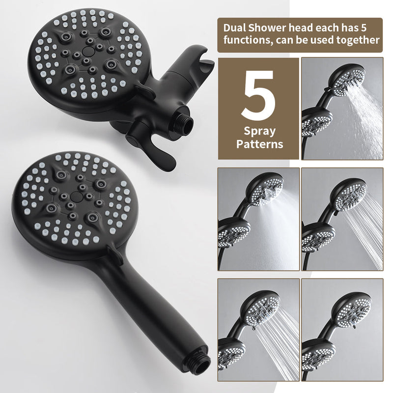 Dual Heads Shower Faucet with 5-Spray Function Shower System, 2.5GPM