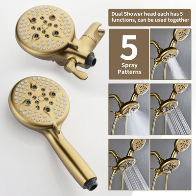 Dual Heads Shower Faucet with 5-Spray Function Shower System, 2.5GPM