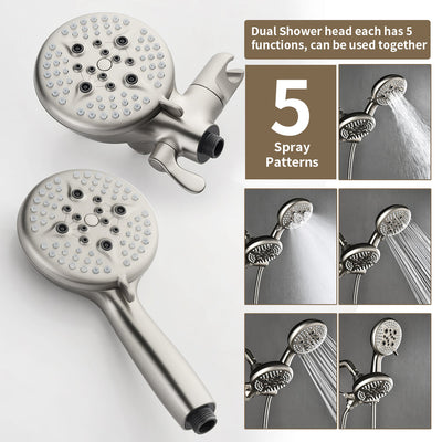 Dual Heads Shower Faucet with 5-Spray Function Shower System, 2.5GPM