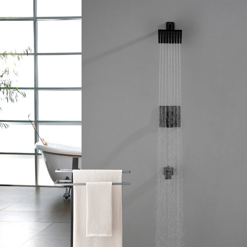 6-in Wall Mount Square Shower Faucet Set with Tub Spout Faucet Wall Mount Shower Head