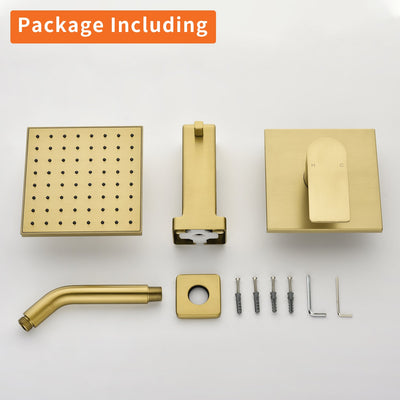 6-in Wall Mount Square Shower Faucet Set with Tub Spout Faucet Wall Mount Shower Head