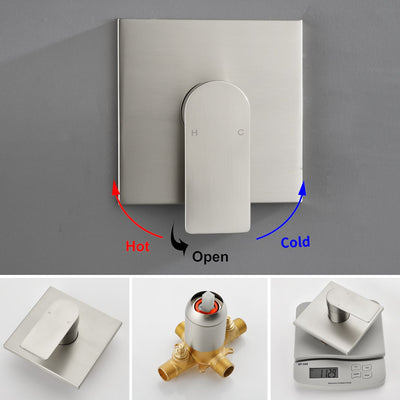6-in Wall Mount Square Shower Faucet Set with Tub Spout Faucet Wall Mount Shower Head