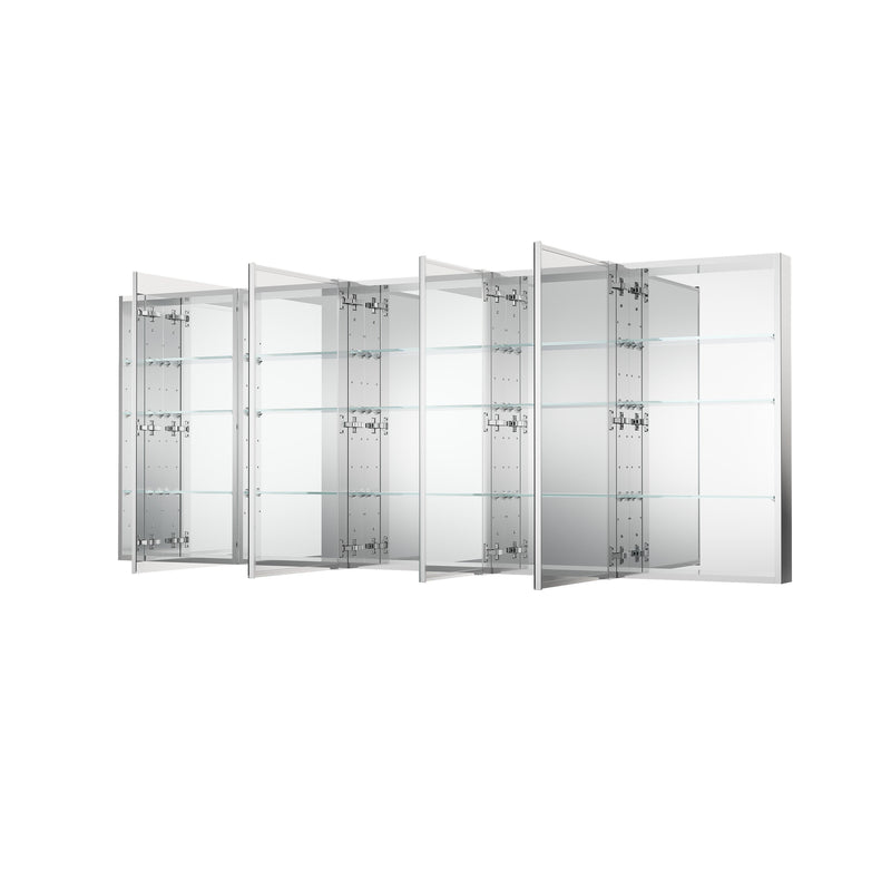92 in. ×36 in. Copper-Free Tri-Views Mirror Medicine Cabinet with Adjustable Shelves and 5 Swing Doors