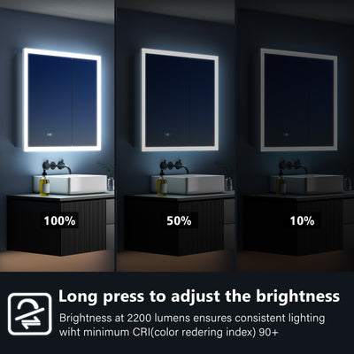 36 in. x 32 in. LED Lighted Anti-fog Mirror Medicine Cabinet Surface/Recessed Mount, Soft Close, 3X Magnifier