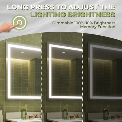 60 in. W x 28 in. H Frameless Rectangular LED Light Bathroom Mirror