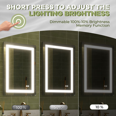 20 in. W x 28 in. H Frameless Rectangular LED Light Bathroom Mirror
