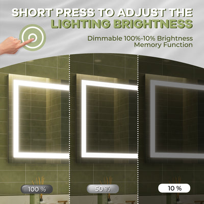 40 in. W x 24 in. H Frameless Rectangular LED Light Bathroom Mirror