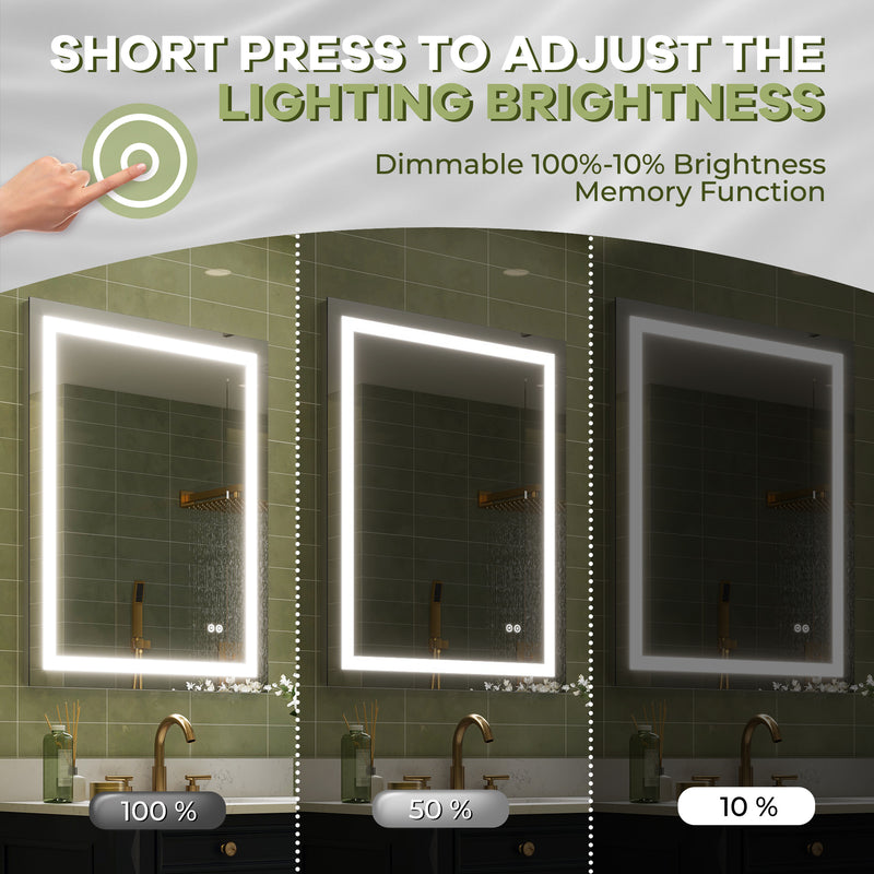 28 in. W x 36 in. H Frameless Rectangular LED Light Bathroom Mirror