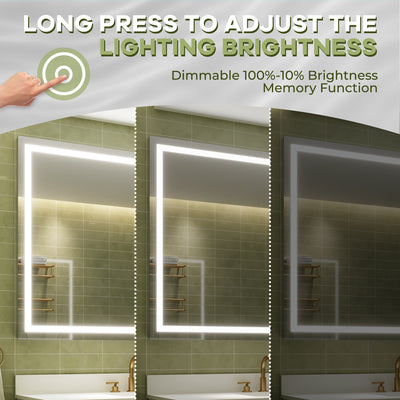 84 in. W x 42 in. H Rectangular Frameless Anti-Fog LED Light Bathroom Vanity Mirror in Aluminum
