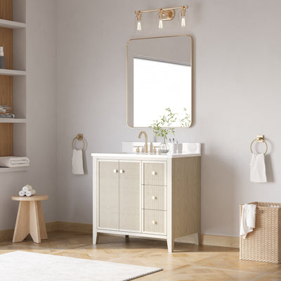 36" ASH Bathroom Vanity with Single Undermount Sink, 3 Dovetail-constructed Drawers, 2 Soft-Closing Doors