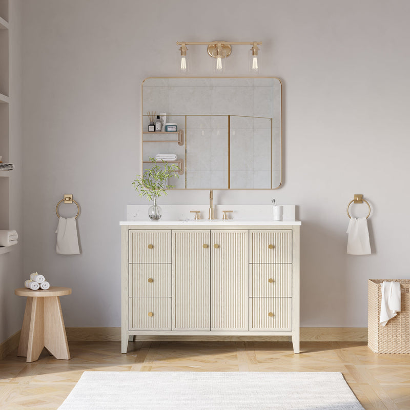 48" ASH Bathroom Vanity with Single Undermount Sink, 6 Dovetail-constructed Drawers, 2 Soft-Closing Doors