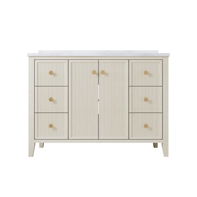 48" ASH Bathroom Vanity with Single Undermount Sink, 6 Dovetail-constructed Drawers, 2 Soft-Closing Doors