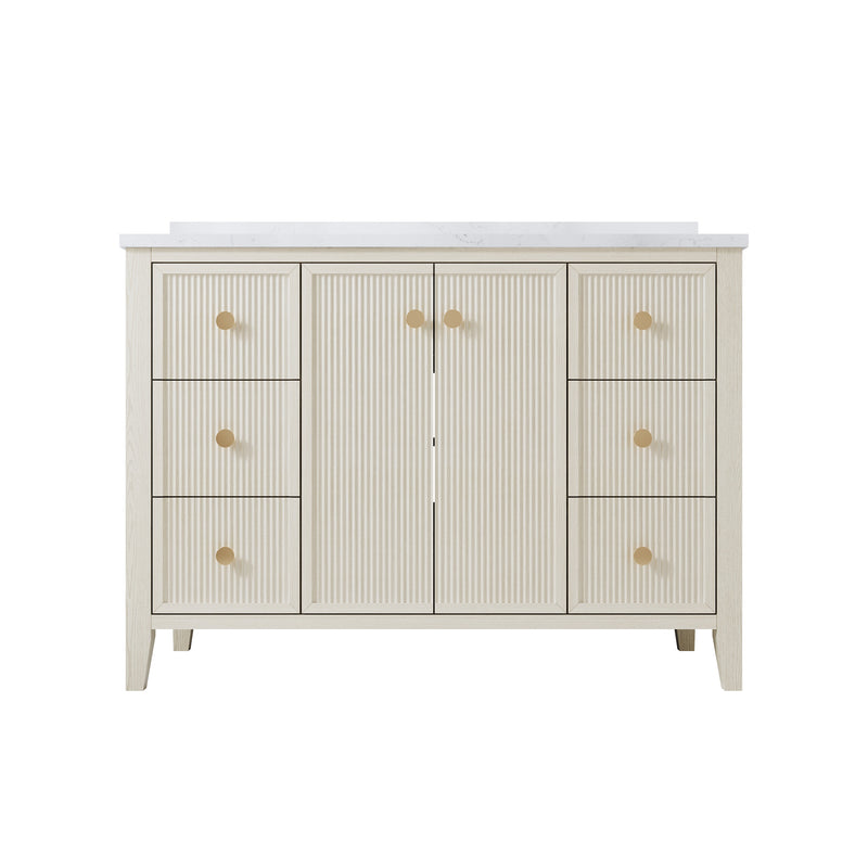 48" ASH Bathroom Vanity with Single Undermount Sink, 6 Dovetail-constructed Drawers, 2 Soft-Closing Doors