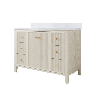 48" ASH Bathroom Vanity with Single Undermount Sink, 6 Dovetail-constructed Drawers, 2 Soft-Closing Doors