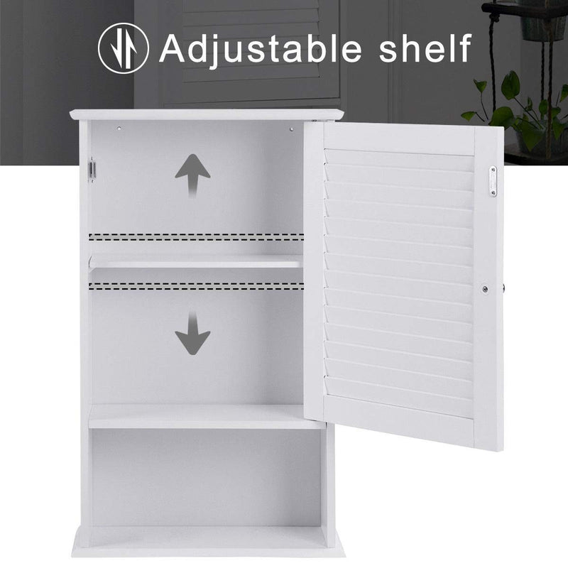 Bathroom Wall Mount Storage Cabinet Single Door with Height Adjustable Shelf