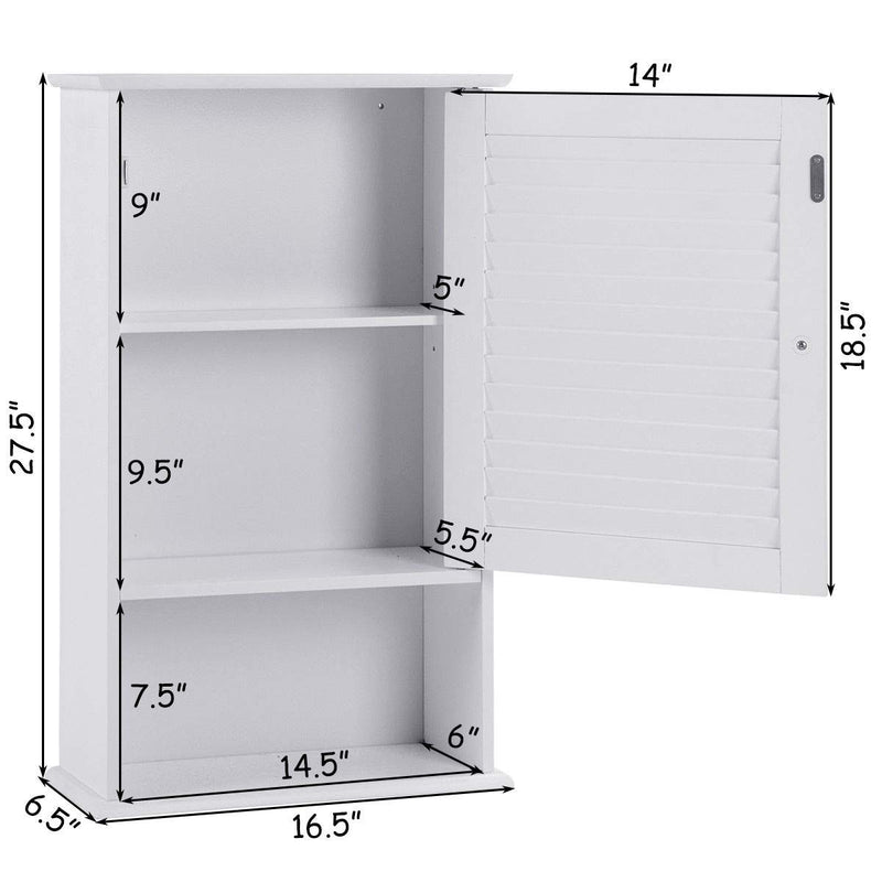 Bathroom Wall Mount Storage Cabinet Single Door with Height Adjustable Shelf