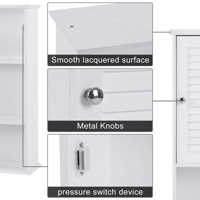 Bathroom Wall Mount Storage Cabinet Single Door with Height Adjustable Shelf