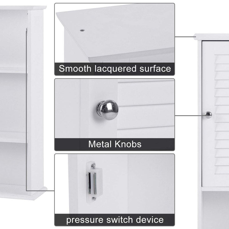 Bathroom Wall Mount Storage Cabinet Single Door with Height Adjustable Shelf
