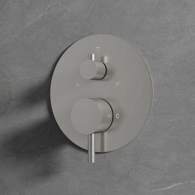 Wall-Mounted 10” Round Shower Set with Sliding Bar, Ultra-Thin Body Jets & Hand Shower, 3-Way Pressure Balance Valve, 304 Stainless Steel