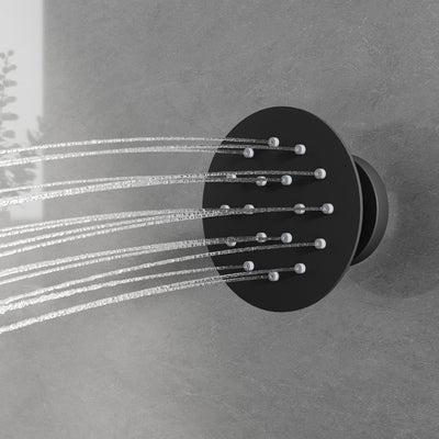 Wall-Mounted 10” Round Shower Set with Sliding Bar, Ultra-Thin Body Jets & Hand Shower, 3-Way Pressure Balance Valve, 304 Stainless Steel
