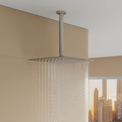 12-Inch Thermostatic Ceiling-Mount Shower System with Handheld & Square Body Jets, Luxury 3-Function Set, Vernet Cartridge
