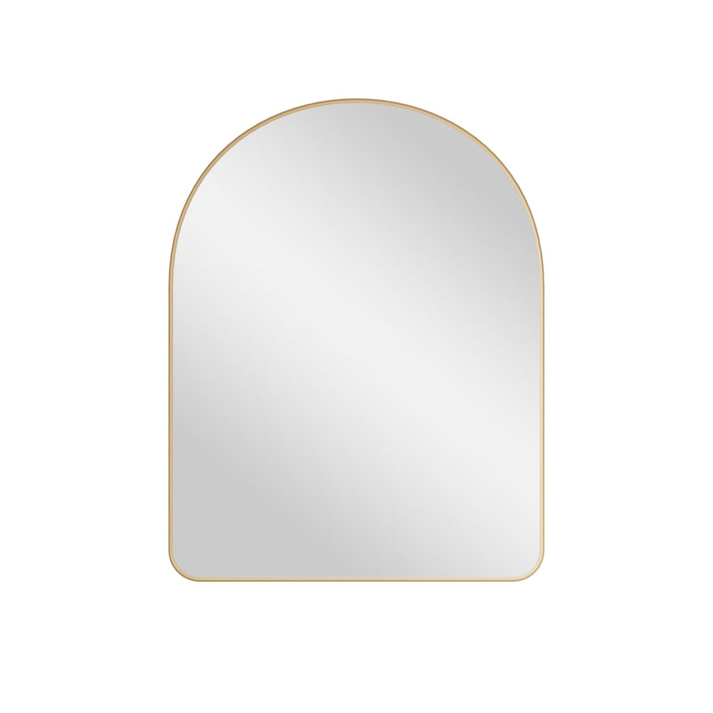 28 in. W x 36 in. H Arched Aluminum Framed Wall Bathroom Vanity Mirror in Brushed Gold