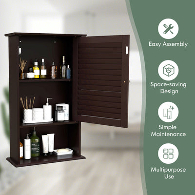 Bathroom Wall Mount Storage Cabinet Single Door with Height Adjustable Shelf