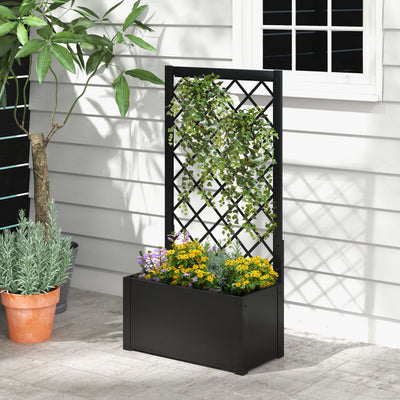 49 Inch Metal Raised Garden Bed with Trellis