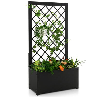 49 Inch Metal Raised Garden Bed with Trellis