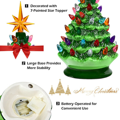 15 Inch Pre-Lit Hand-Painted Ceramic National Christmas Tree